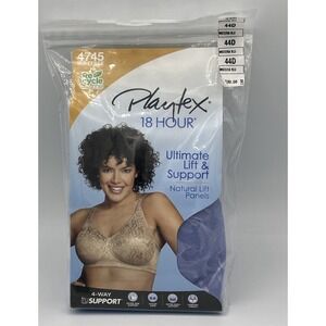 Playtex 18 Hour Bra Wirefree Ultimate Lift True Support Womens 4745 Blue 44D